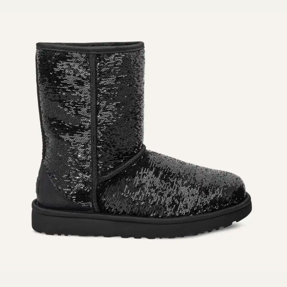 Ugg Australia Glitter Sequin Boot Black Size 8 - Picture 1 of 10